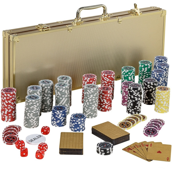 GAMES PLANET® Pokerkoffer, 500 Laserchips, Gold Edition