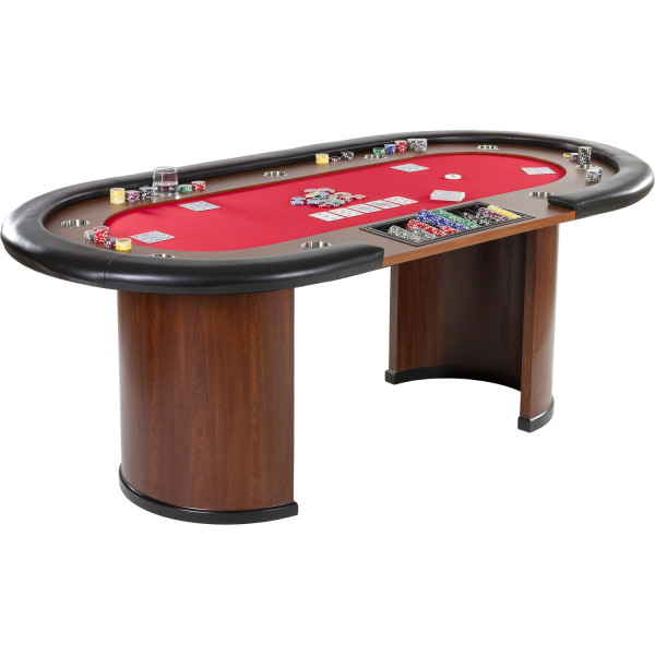 GAMES PLANET® XXL Pokertisch ROT ROYAL FLUSH, 213x106x75