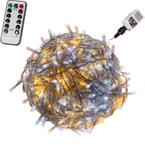 VOLTRONIC® 400 LED Lichterkette, warm/kalt, Kabel transp, FB