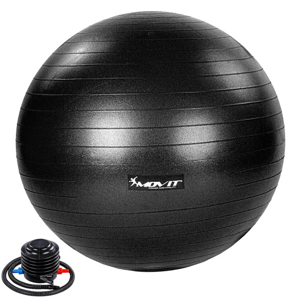 MOVIT® Gymnastikball mit Fußpumpe, 55 cm, schwarz