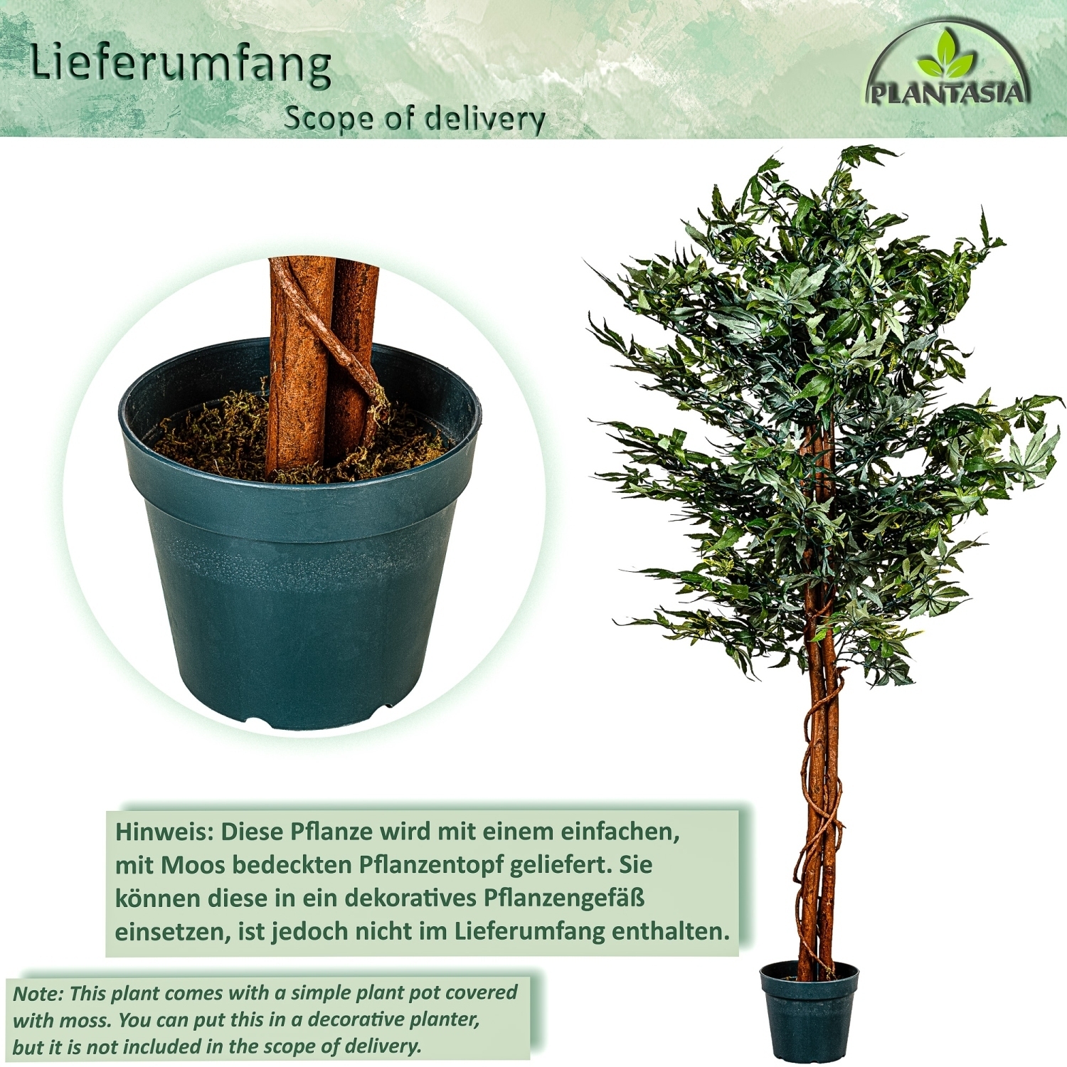 PLANTASIA® Künstliche Zimmerpflanze 150 cm Kunstbaum Hanfbaum |  Kunstpflanzen | Haus