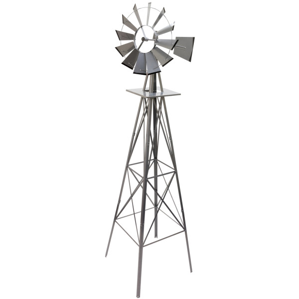 Gigantisches Windrad 245cm US-Style silbergrau, Windmühle