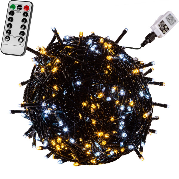 VOLTRONIC® 400 LED Lichterkette, warm/kalt, Kabel grün, FB