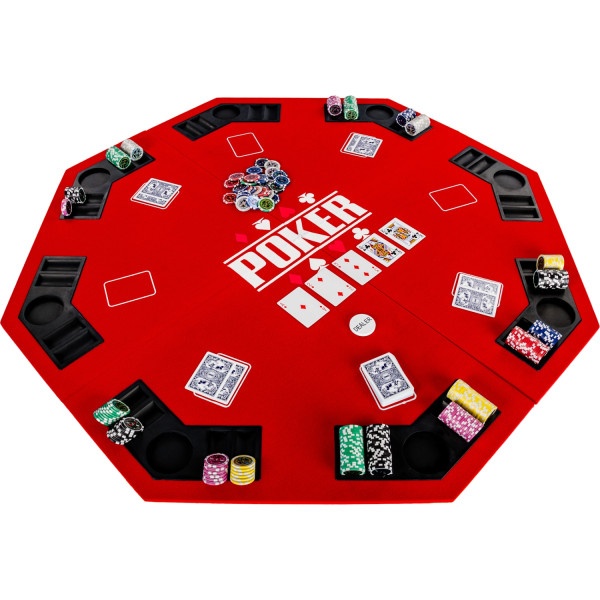 GAMES PLANET® Pokerauflage 8-eckig 122cm, rot