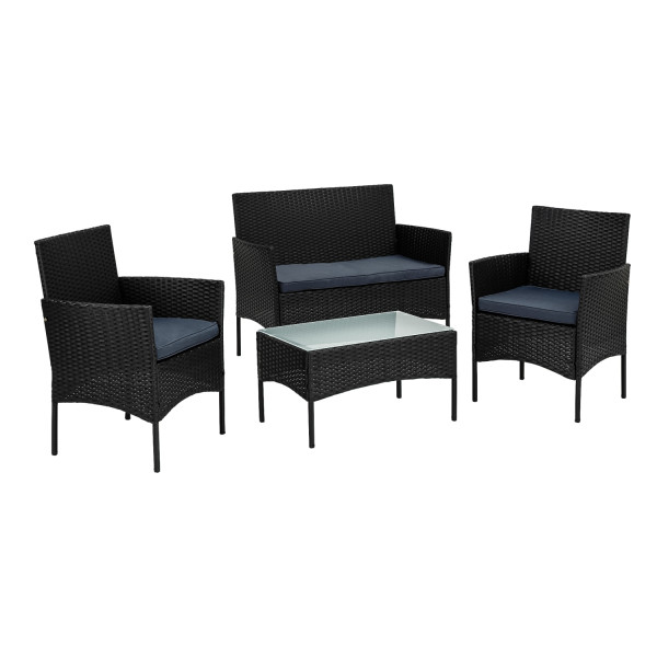 STILISTA® Lounge Set 4tlg. Polyrattan schwarz