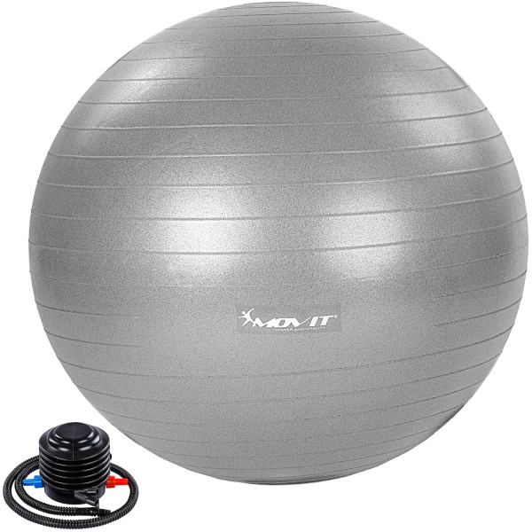 MOVIT® Gymnastikball mit Fußpumpe, 85 cm, silber