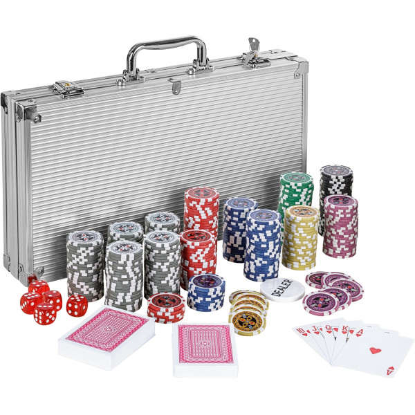 GAMES PLANET® Pokerkoffer, 300 Laserchips, Aluminium