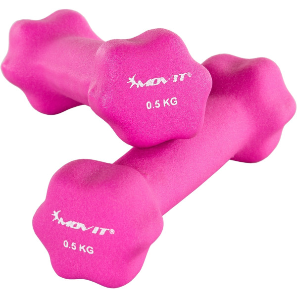 MOVIT® 2er Set 0,5 kg Neopren Hanteln Kurzhantel, Pink