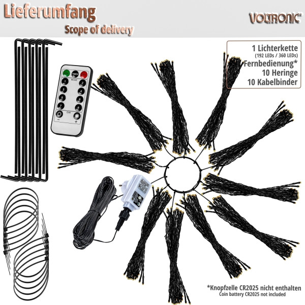 VOLTRONIC® Lichterkette Flaggenmast 360 LED warmweiß