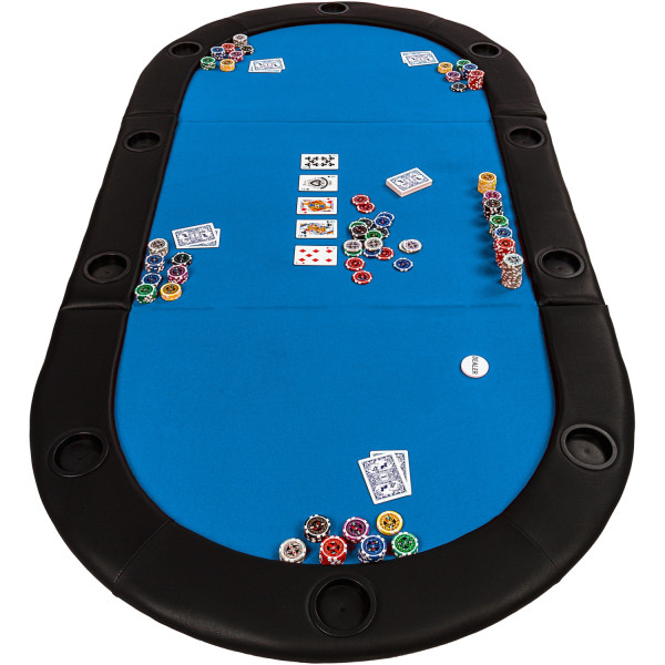 GAMES PLANET® Pokerauflage klappbar faltbar, blau