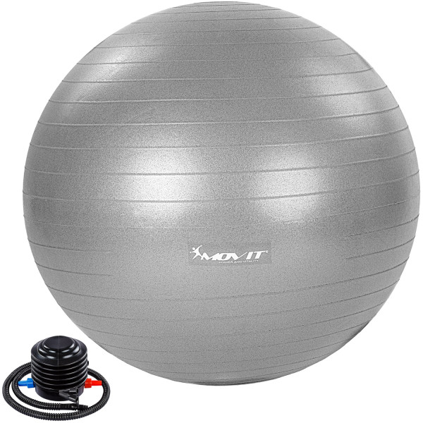 MOVIT® Gymnastikball mit Fußpumpe, 75 cm, silber