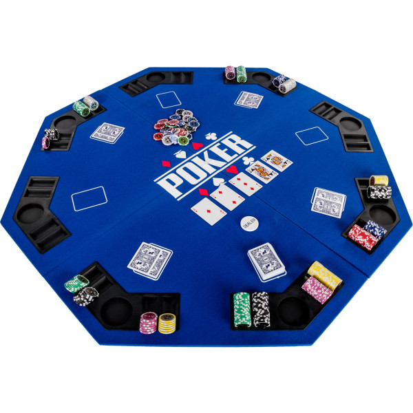 GAMES PLANET® Pokerauflage 8-eckig 122cm, blau