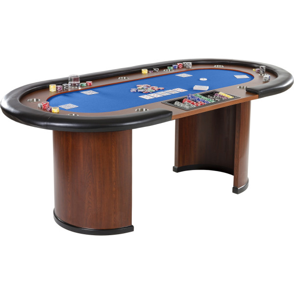 GAMES PLANET® XXL Pokertisch BLAU ROYAL FLUSH, 213x106x75