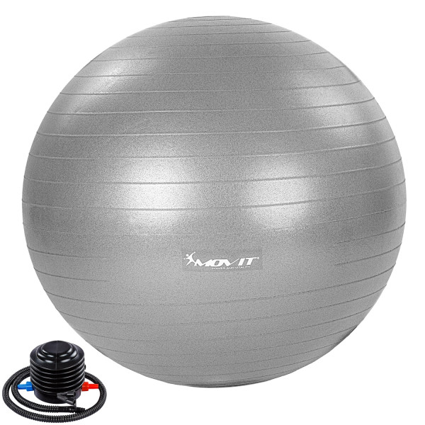 MOVIT® Gymnastikball mit Fußpumpe, 55 cm, silber