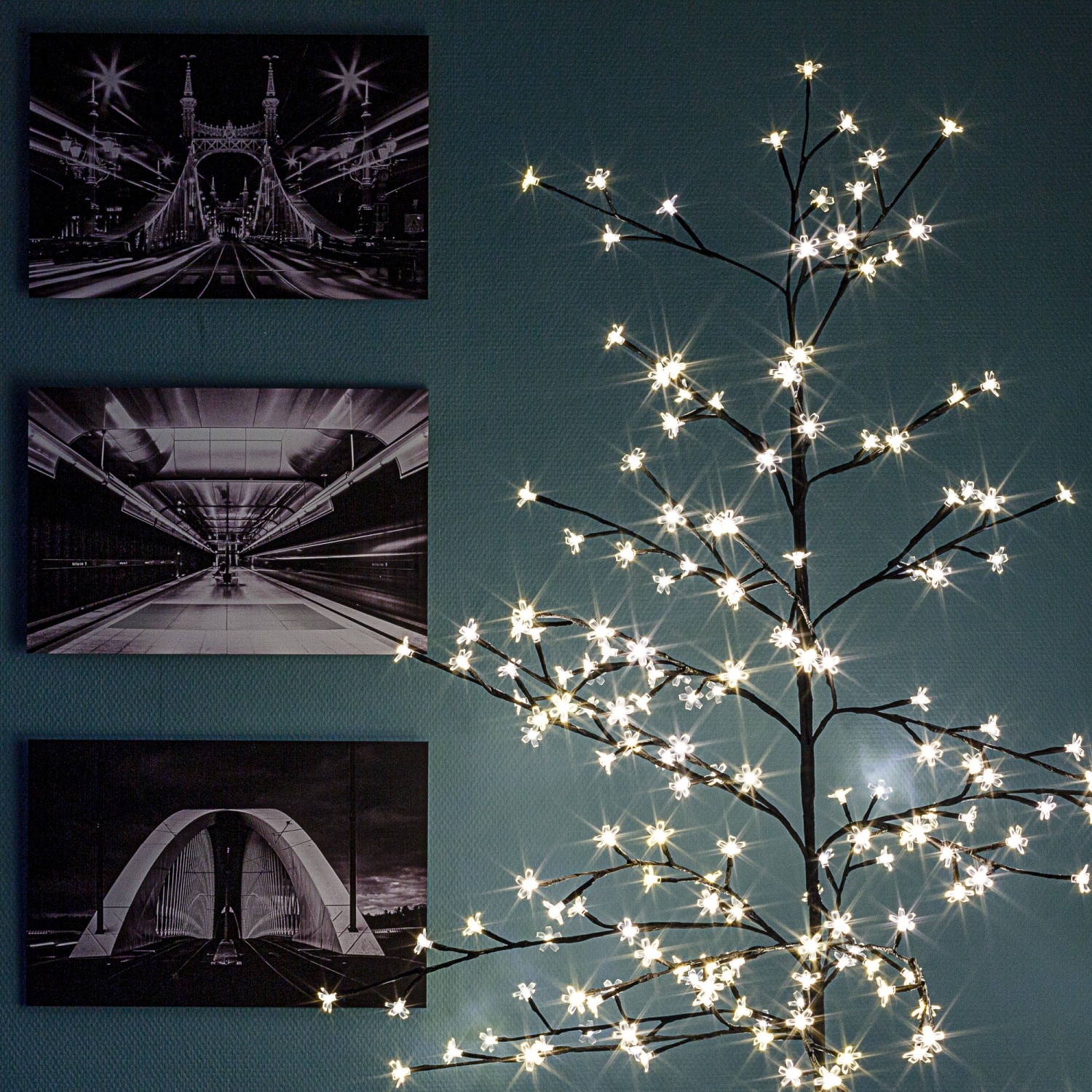 Led Baum Weihnachtsbaum 180 x 80 cm braun & schneeweiß für Innen und Außen  11120